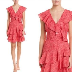 Parker Nyc Front A Line Mini Tiered Ruffle Dress